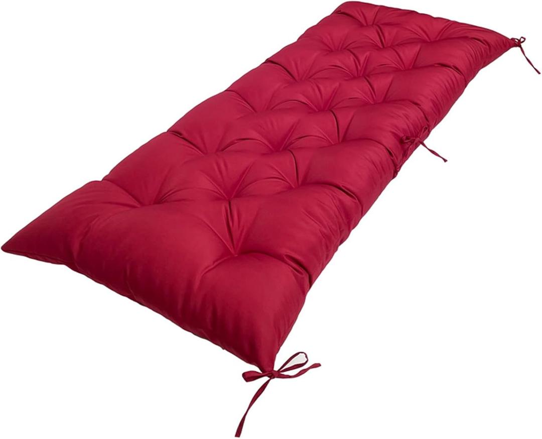 Patio Bench Cushions for Indoor Outdoor Furniture Waterproof Non Slip 40 x 20inches Burgundy Garden Swing Bench Cushion with Ties for Window Seat Porch Couch (Wine Red)