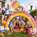10FT Replaceable Banner Festival Party Decorations with Ultra-Fast Inflating Blower,for Outdoor Yard, Garden, Festival Party Decoration,Giant Easter Bunny Arch Blow Up Decor with Vibrant LED Lights