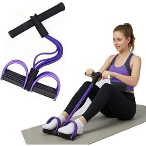 21 Fitness Resistance Bands-6 Tube Pedal Ankle Puller, Pedal Resistance Band with Handle, Natural Latex Fitness Bands, Multifunction Tension Rope for Abdomen, Waist, Arm