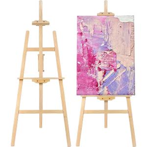 Adjustable Wooden Painting Easel, Art Easel Stand Hold up to 43'', Painting Canvas for Wedding Sign and Poster, Drawing for Adults, Begginners and Students, 59 Inches