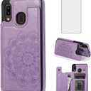 Asuwish Compatible with Samsung Galaxy A10s Case and Tempered Glass Screen Protector Cover Card Holder Slot Kickstand Flip Phone Cases for Glaxay Note20 Plus 5G Glaxay Galaxies A10x A 10 S Purple