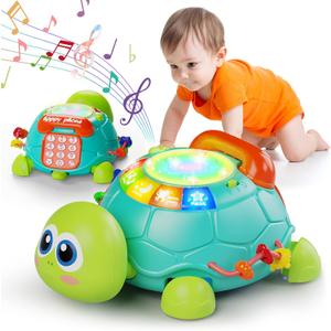 Letapapa Baby Toys 6 to 12 Months, Tummy Time Toy for 12-18 Months, Musical Turtle Crawling Toys with Light & Sound, Birthday Gift Early Educational Toy for Baby Infant 6 7 8 9 10 Months 1 2 Year Old (Multicolored)
