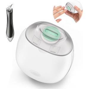 Electric Nail Clipper with Ingrown Nail Clipper, 2 in 1 Nail Trimmer (with LED Light & Storage Box), Portable 3 Speeds Electric Toenail Clippers, Suitable for Kids, Adults and Seniors - White