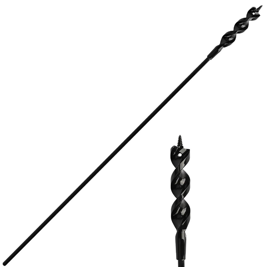 Flexible Installer Drill Bit for Pulling Wires Through Walls Ceilings and Sidewalks, 54-Inch Long, 3/4-Inch Auger with a Fish Eye Hole and Screw Point, 1/4" 3-Flat Anti-Slip Shank.