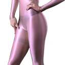Ultra Sheer Full Bodysuit for Women Long Sleeves Shiny Jumpsuits One-Piece Glossy Catsuit Nylons Full Body Leotard