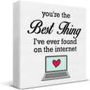 2 x Funny You're the Best Thing I've Ever Found on the Internet Wood Sign Valentines Day Decorations Home Living Room Bedroom Desk Shelf Table Decor 5 X 5 Inch