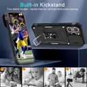 DEERLAMN Case for iPhone 16 Pro Max with Slide Camera Cover+Screen Protector (1 Pack), Rotated Ring Kickstand Military Grade Shockproof Protective Cover-Black