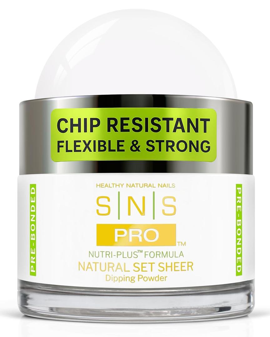 SNS Nail Dip Powder, Natural Set Sheer (Natural/Nudes, Sheer) - Long-Lasting Acrylic Nail Color & Polish Lasts up to 14 days - Low-Odor & No UV Lamp Needed - 2 Oz