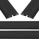 Eapele 10 ft Floor Cord Cover Heavy Duty Cable Protector, Easy to Unroll, Prevent Trip Hazard for Home Office or Outdoor Settings (Black - 2pcs)