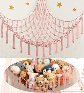 Stuffed Animal Storage Hammock Net - Toy Hammock Net for Stuffed Animals Corner - Hanging Stuff Animal Organizer Holder Large Size Baby Nursery Room Decor-(XL Large(51L"*51H"*65"W))