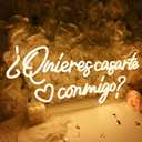 SYLHOME Large quieres casarte conmigo? Led Neon Light Sign Spanish Will You Marry Me Wedeing Wall Sign Decor Bridal Shower Banner Backdrop 12V Powered 23.6" X 10.3"