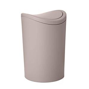 Superio Mini Bathroom Trash Can with Lid, Modern Mini Waste Bin with Swing Lid (1 1/2 Gallon, 6 Liter) Plastic Garbage Can for Kitchen, Bathroom, Bedroom, Office, Under Desk (1, Taupe)