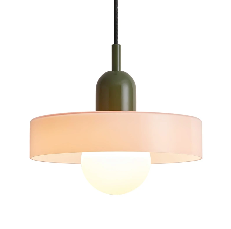 GloMuse Mid Century Modern Pendant Light Glass Light Fixture Living Room Hanging Light Living Room Pink
