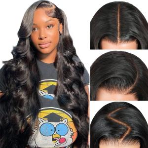 IWISH 13X6 Body Wave Lace Front Wigs Human Hair T Part Glueless Wigs Human Hair Wigs Pre Plucked Per Cut 220% Density Natural Black Wig Body Wave Lace Front Wigs Human Hair Wigs For Black Women
