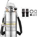 1.5Gal Stainless Steel Pump Up Sprayer Reinforced Hose, Hand Pump Sprayer with Pressure Gauge&Safety Valve, Adjustable Nozzle Suitable for Gardening (1.5 Gallon)