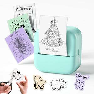 Sticker Printer, Print Pods Mini Printer, Thermal Inkless Sticker Maker Machine with 1 Roll Paper, Versatile App with 2000 Icons and 300 Templates, Impresora Porttil for Notes, Journal, DIY
