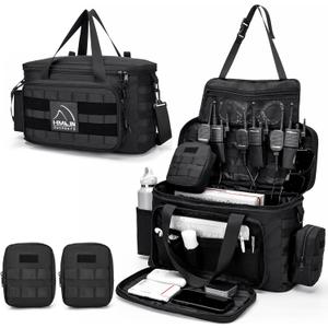 HMLIN Patrol Bag Law Enforcement,Police Gear Bag for Car Front Seat,Water Resistant Police Officer Duty bag,with MOLLE System and Cup Holders (Black)