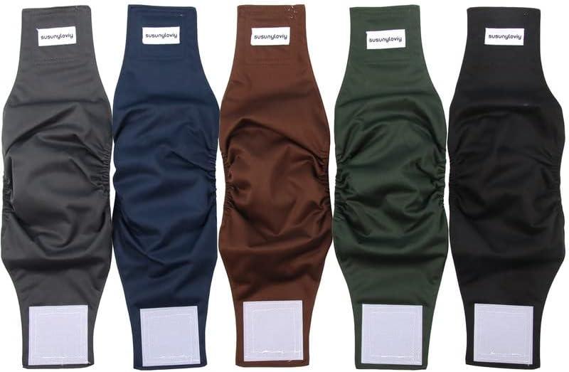 Washable Dogs Diapers Male Dog Belly Band for Small Dogs,Pack of 5 Reusable Super Absorbent Doggie Diapers Male Puppy Wrap, Small