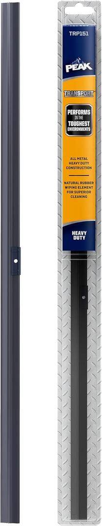 PEAK Transport Heavy Duty Windshield Wiper Blade, Durable Metal Wiper Blade Replacement for Class 6-8 Trucks, Class A RV's, and Transit Buses with Saddle Wiper Arm and 15" Flat Blade