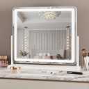 Suidia Vanity Mirror with Lights, 22"20" LED Makeup Mirror with Light, Smart Touch with 3-Color Lighting, 360Ratation for Vanity Desk Tabletop,White,Lamp Belt Style