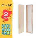 U.S. Art Supply 6" x 24" Unfinished Cradled Wood Panels for Painting, Gallery 1-1/2" Deep (2 Pack) - Artist Depth Wooden Wall Canvases - Mixed-Media Craft, Acrylic, Oil, Encaustic, Paint Pouring