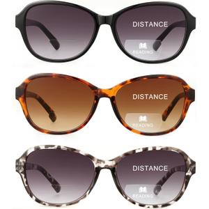 JOLISU 3 Pack Bifocal Reading Sunglasses for Women,2 in 1 Sun Readers with Spring Hinge & UV400 Protection