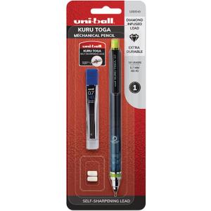 uni-ball Kuru Toga Mechanical Pencil with 0.7 mm Lead Refills & Pencil Erasers, HB #2