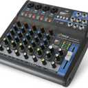 Pyle Professional 6 Channel Audio Mixer with Bluetooth - DJ Sound Board - USB Computer Input - Built-in MP3 Player - 48V Phantom Power - 3 Band EQ - 16-Bit DSP FX - Band, Studio Ready - PMXU63BT
