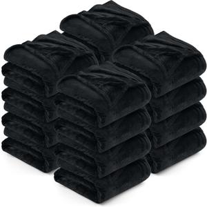 Utopia Bedding Black 300GSM Fleece Blanket (Throw Size - 50x60 Inch) Luxury Soft Bed Blanket (Bulk Pack of 16)