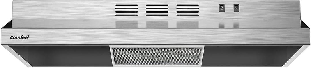 Comfee CVU30W2AST Range Hood 30 Inch Ducted Ductless Vent Hood Durable Stainless Steel Kitchen Hood for Under Cabinet with 2 Reusable Filter, 200 CFM, 2 Speed Exhaust Fan Silver