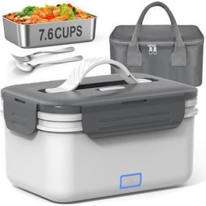 Herrfilk Cordless Electric Lunch Box for Adults, 1.8L/61oz Rechargeable Portable Food Warmer, 4in1 Ultra Quick Heated Lunch Box Food Heater for Travel/Car/Out Work, Gift for Fathers Day