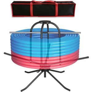 Heavy Duty PEX Pipe Uncoiler with Carry Bag & Hold-Down Bar, 500 lb Load Capacity Full Size Steel Piping Uncoiler for 3/8”–1” PEX Tubing, Foldable Radiant Floor Heating Tube Reel Dispenser