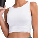BMJL Women's Sports Bras High Neck Longline Removable Padded Yoga Workout Crop Tank Top with Built in Pads 2025 (X-Large, White009)