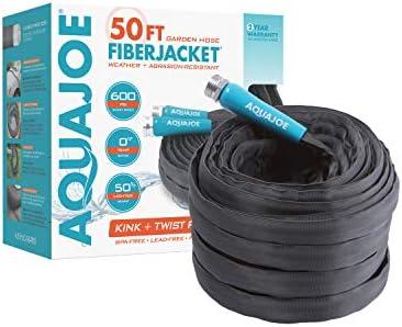 Aqua Joe AJFJH50-58-PRO FiberJacket Non-Expanding Kink-Free Garden, RV, Marine and Camper Hose, Ultra-Lightweight, Drinking Water Safe, ft, 50-Feet x 5/8-Inch