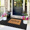 Front Door Mat Outdoor Indoor Rugs Black and White Front Porch Decor Outside Rug Entryway Rug 23.6" x 51.2"Boho Black Outdoor Patio Front Door Rugs Kitchen Decor Carpet Entry Way Doormats