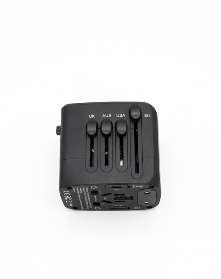 Universal Travel Adapter,All in One Universal Power Adapter for 150 Countries 4usb+Type C (Black)
