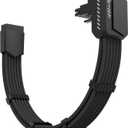 EZDIY-FAB Shield PCIE 5.1 GPU Extension Cable with 90 Degree 12V-2x6 Angle Adapter,16pin (12+4) 12VHPWR PCIe 5.1 PSU Cable Extension for RTX 40/50 Series with Combs-Reverse Type-Black