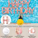 Shappy 20'' Happy Birthday Pool Large Floating Letter Balloons with Adhesive Dots Inflatable Pool Decorations for Summer Birthday Party