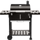 Royal Gourmet CD1824EN 24-Inch Movable Charcoal Grill with Foldable Side Tables, Outdoor Barbecue Grill with 490 Sq. In. Cooking Area for Outdoor Picnic and Camping Grilling, Black