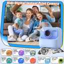Kids Instant Digital Cameras for Boys and Girls, 1080P HD Dual-Lens Selfie Digital Camera with Print Paper & 32G Card, Christmas Birthday Gifts Toys for Toddler and Teenagers Age 3-16 Years Old