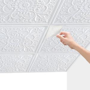 Ceiling Tiles, Peel and Stick Foam, Waterproof Easy to Install and Cut for Ceiling and Interior Wall Decor, 16 Pack, Covered 21 Sq.Ft (13.8 x 13.8 inch)