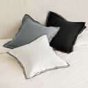 2 x MIULEE Linen Throw Pillow Covers, 2 Piece 18x18 Inch Light Grey, Boho Euro Pillowcases for Bed to Infuse Elegance, Ideal for Sofa Couch Cushion in Home Decor Upgrade