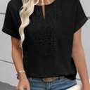 EVALESS Womens Tops Summer Trendy Dressy Casual Boho V Neck Short Sleeve Shirts Work Business Cute Loose Blouses (Black, L)