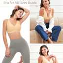 Wireless Bra Women Seamless Push Up Support Comfort V Neck Full Coverage Sleep T-Shirt Everyday Bras (Beige, M)