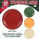 48PCS Colorful Party Paper Plates, 9inch Disposable Red Green Orange Yellow Paper Desssert Cake Plates Colored Tableware Set for Birthday Baby Shower Easter He is Risen Decorations