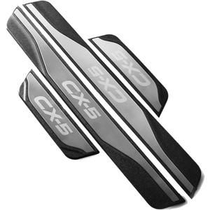 Stainless Door Sill Protector Kick Plate Entry Guard Kit for Mazda CX-5 2013-2026 Interior Accessory (Silver CX 5)