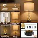 OYEARS 23" Table Lamps for Living Room Set of 2 Bedside Lamps for Night Stands Bedroom Lamps Farmhouse Rattan Boho Lamp Glass Nightlight End Table Lamp,Two Light Points (Set of 2 - Tea Brown with Black Base)