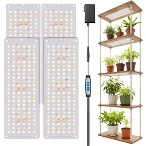 Garpsen Grow Light, 6000K Full Spectrum Plant Lights for Indoor Growing with Auto Timer 6/ 12/ 16H, 5 Dimmable Levels & 3 Color Modes, 552 LEDs Grow Lamp Panel for Seed Starting, Veg and Bloom(4Panels)