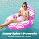 Sloosh Inflatable Pool Floats Chair - River Tube Pool Floaties Sofa with Big Backrest, Lounge Above Water Floating Chair Mesh Bottom Swimming Pool Party Toys Lounger Lake Raft for Adults (Pink White)