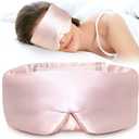 LitBear Silk Sleep Mask for Side Sleeper, Eye Mask Sleeping for Women Men 100% 22 Momme Pure Mulberry Silk, Face-Hugging Padded Eye Cover for Sleeping with Adjustable Band (Pink)